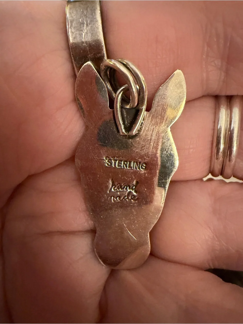 ❤️ Horse Head Silhouette Sterling Silver Hand Crafted Unisex Pendant 1.52”L